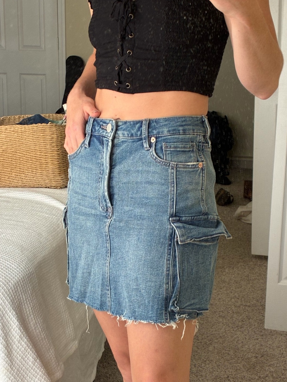 Blue Denim Cargo Mini Skirt -dear john